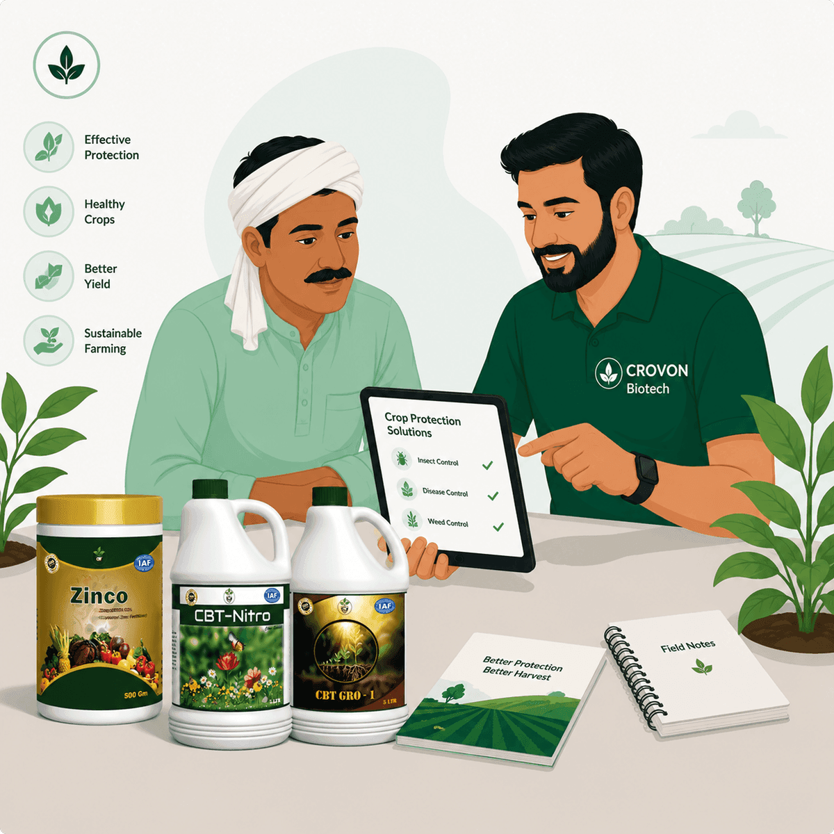 Farmer and Agronomist consultation with Crovon Biotech products